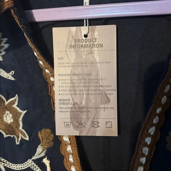 Chic Navy and Cream Embroidered Mini Dress - Picture 5 of 5